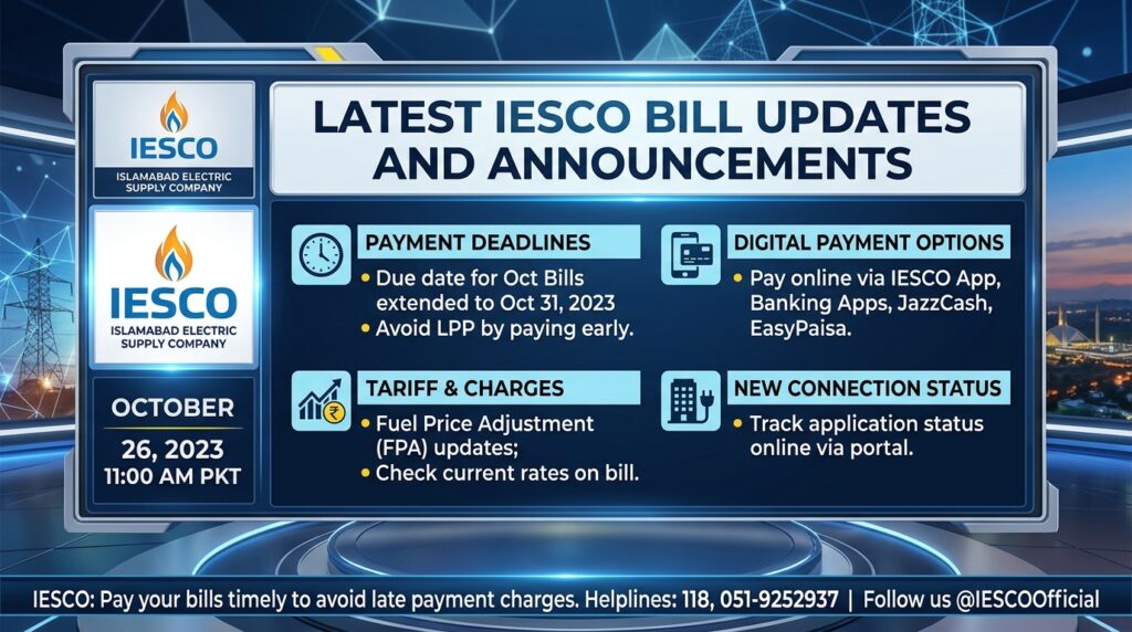 Latest IESCO Bill Updates and Announcements